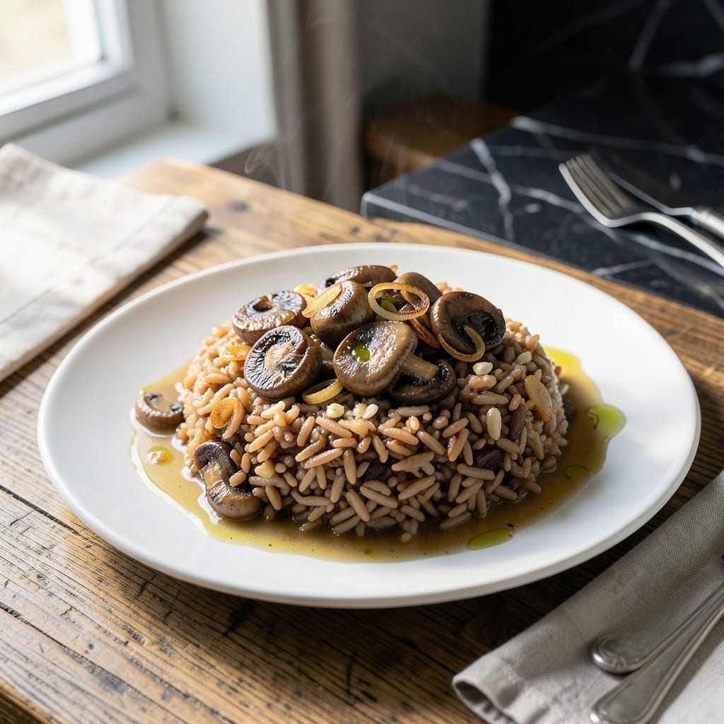 Healthy Brown Rice and Mushroom Recipe: Earthy Nutty Grains with Umami Depth