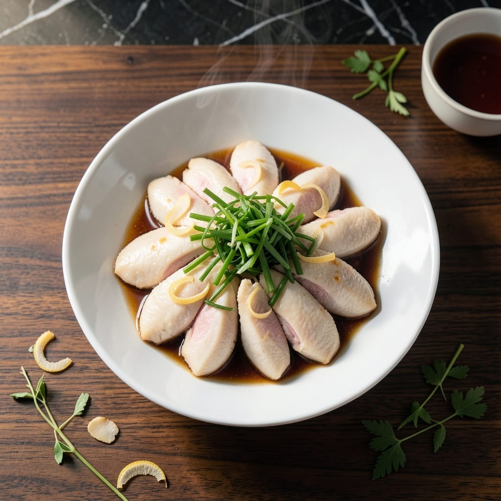 Asian Steamed Chicken Recipe: Silky Texture With Ginger and Scallions Asian Steamed Chicken Recipe: Silky Texture With Ginger and Scallions