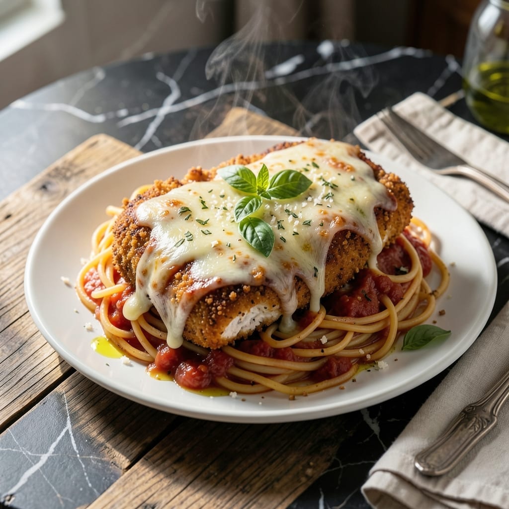 Recipe For Chicken Parmesan With Spaghetti: Classic Italian Layers of Crisp and Cheese Recipe For Chicken Parmesan With Spaghetti: Classic Italian Layers of Crisp and Cheese