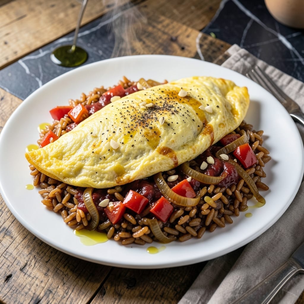 Vegan Omurice Recipe: Fluffy Egg-Free Rice Wrapped in Tomato Blanket