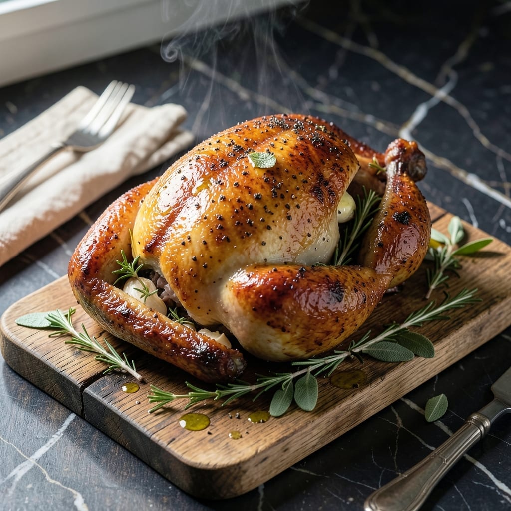 White Chicken Roast Recipe: Herbed and Garlic-Infused Oven Succulence