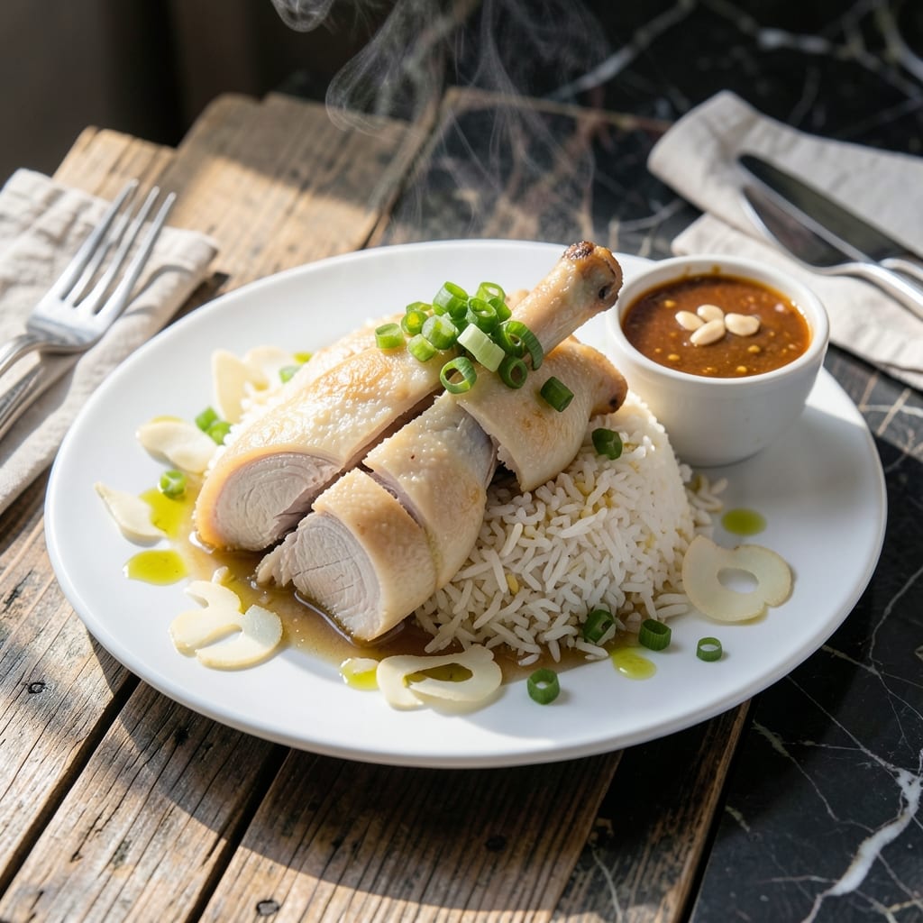 Hainanese Chicken Rice Recipe: Fragrant Jasmine Rice with Silky Poached Chicken