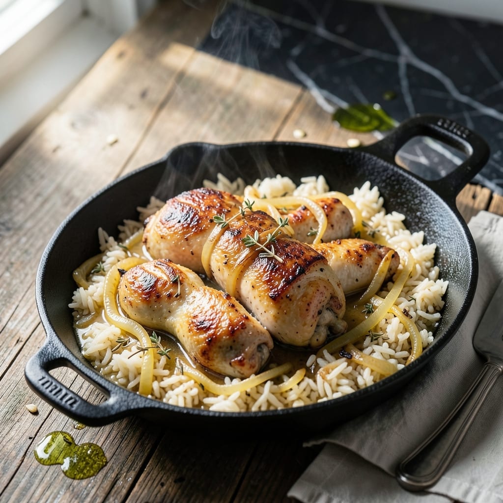Chicken and Rice Recipe Skillet: Savory One-Pot Meal with Herbed Flavor Chicken and Rice Recipe Skillet: Savory One-Pot Meal with Herbed Flavor