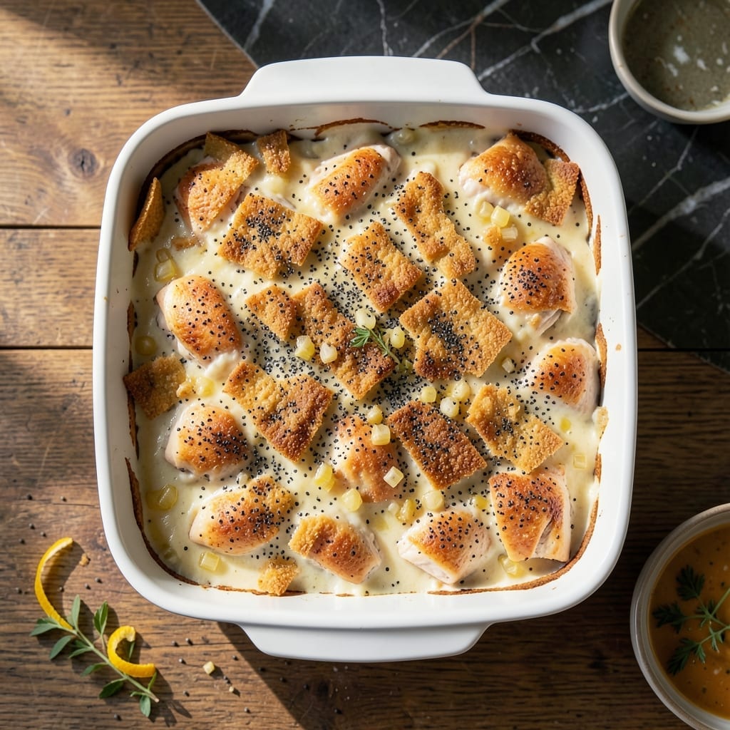 Poppy Chicken Casserole Recipe: Creamy Layers With Buttery Crunch Poppy Chicken Casserole Recipe: Creamy Layers With Buttery Crunch