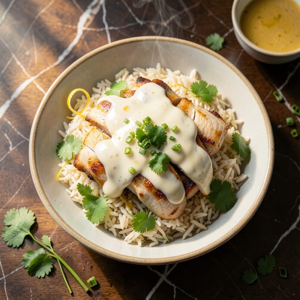 Halal Chicken Rice White Sauce Recipe: Velvety Singapore-Style Drizzle