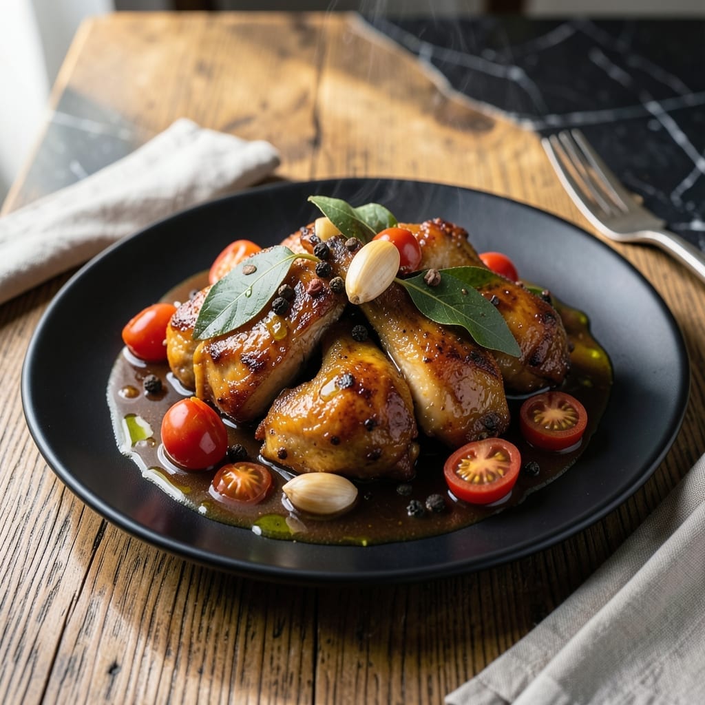 Chicken Adobo With Tomatoes Recipe: Tangy Vinegar-Braised Delight Chicken Adobo With Tomatoes Recipe: Tangy Vinegar-Braised Delight