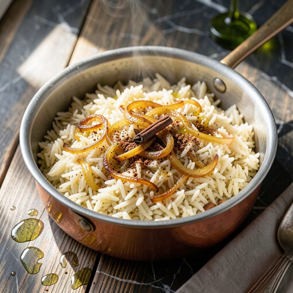 Bismillah Rice Recipe: Fragrant Middle Eastern Pilaf With Caramelized Onions