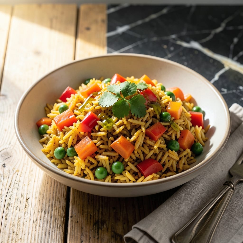 Golden Vegetable Rice Recipe: Vibrant Turmeric-Infused Grains