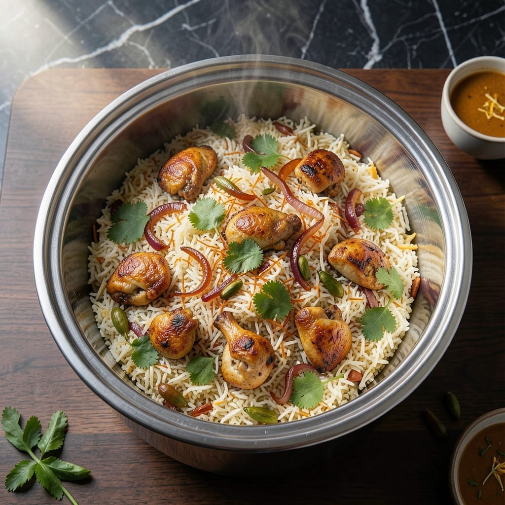 Hyderabadi Chicken Biryani Recipe in Rice Cooker: Aromatic Layers Without the Fuss