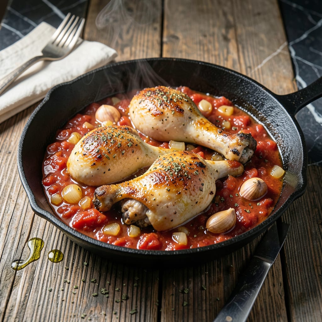 baked chicken thighs in tomato sauce recipe example with annotations