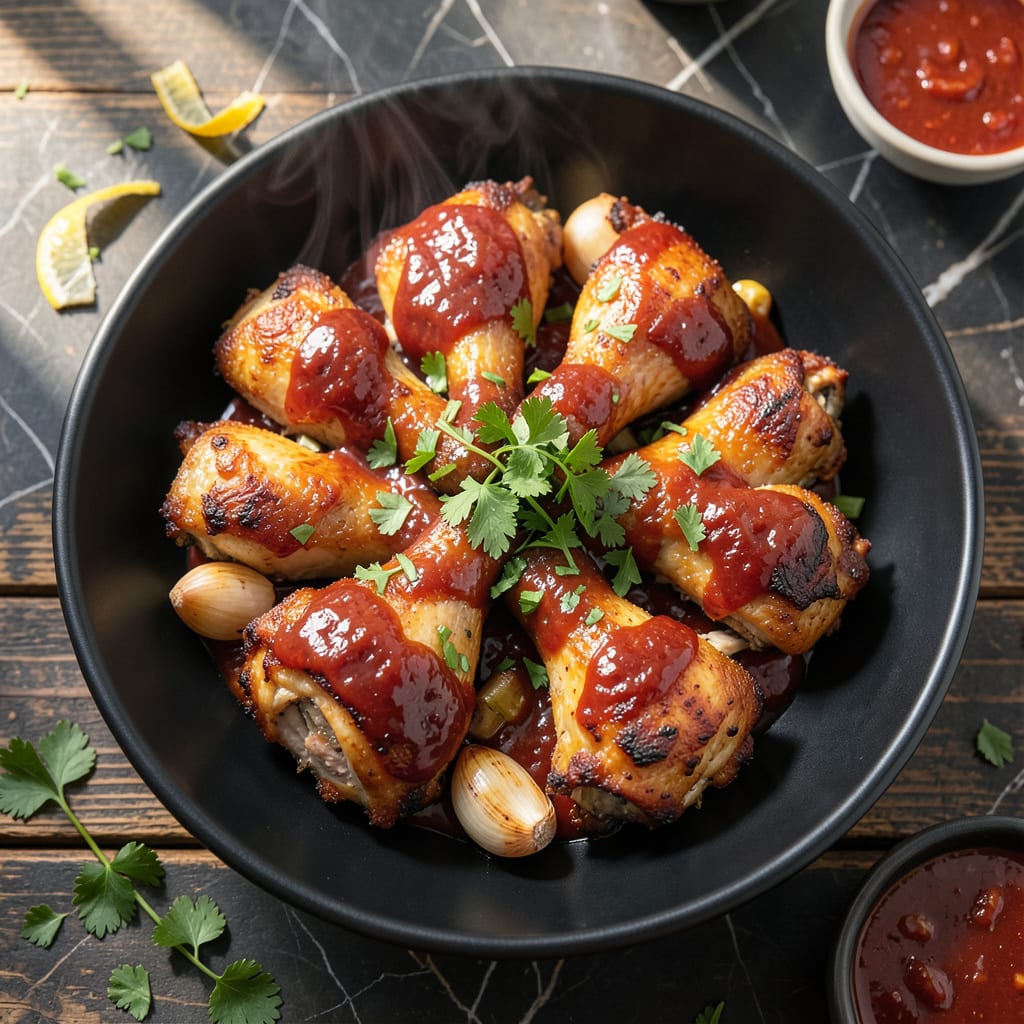 baked chicken thighs with barbecue sauce recipe example with annotations