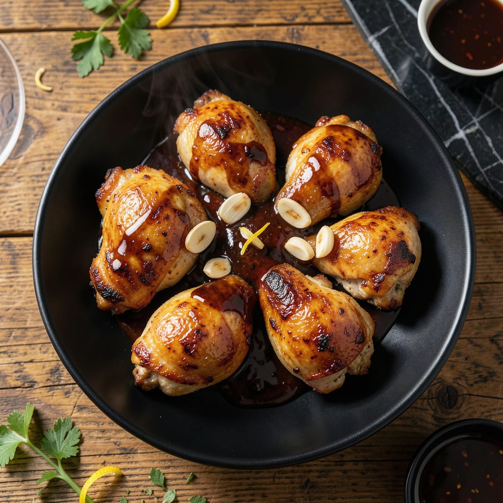 Complete baked chicken with worcestershire sauce recipe overview image