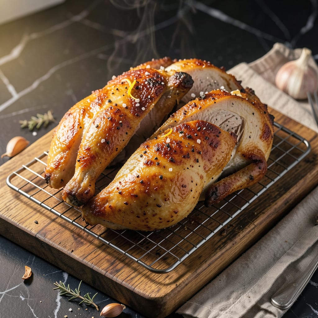 Baking Chicken on Wire Rack: Evenly Crisped Skin Without the Flip illustration with key details