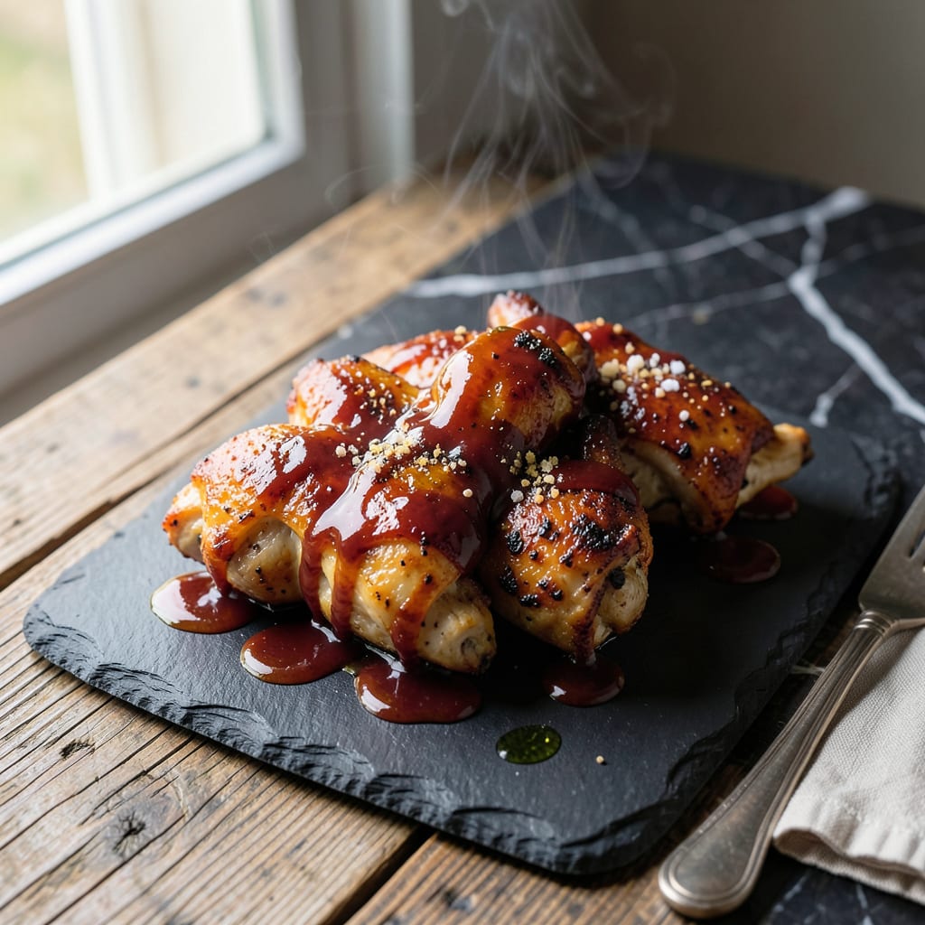 Barbecue Sauce Chicken Thighs Recipe: Smoky Glazed Juiciness illustration with key details