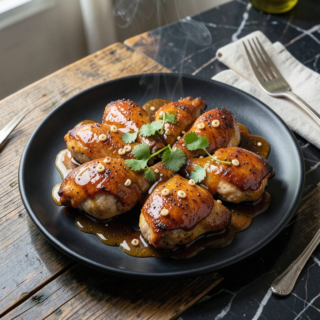bbq chicken honey garlic sauce recipe illustration with key details