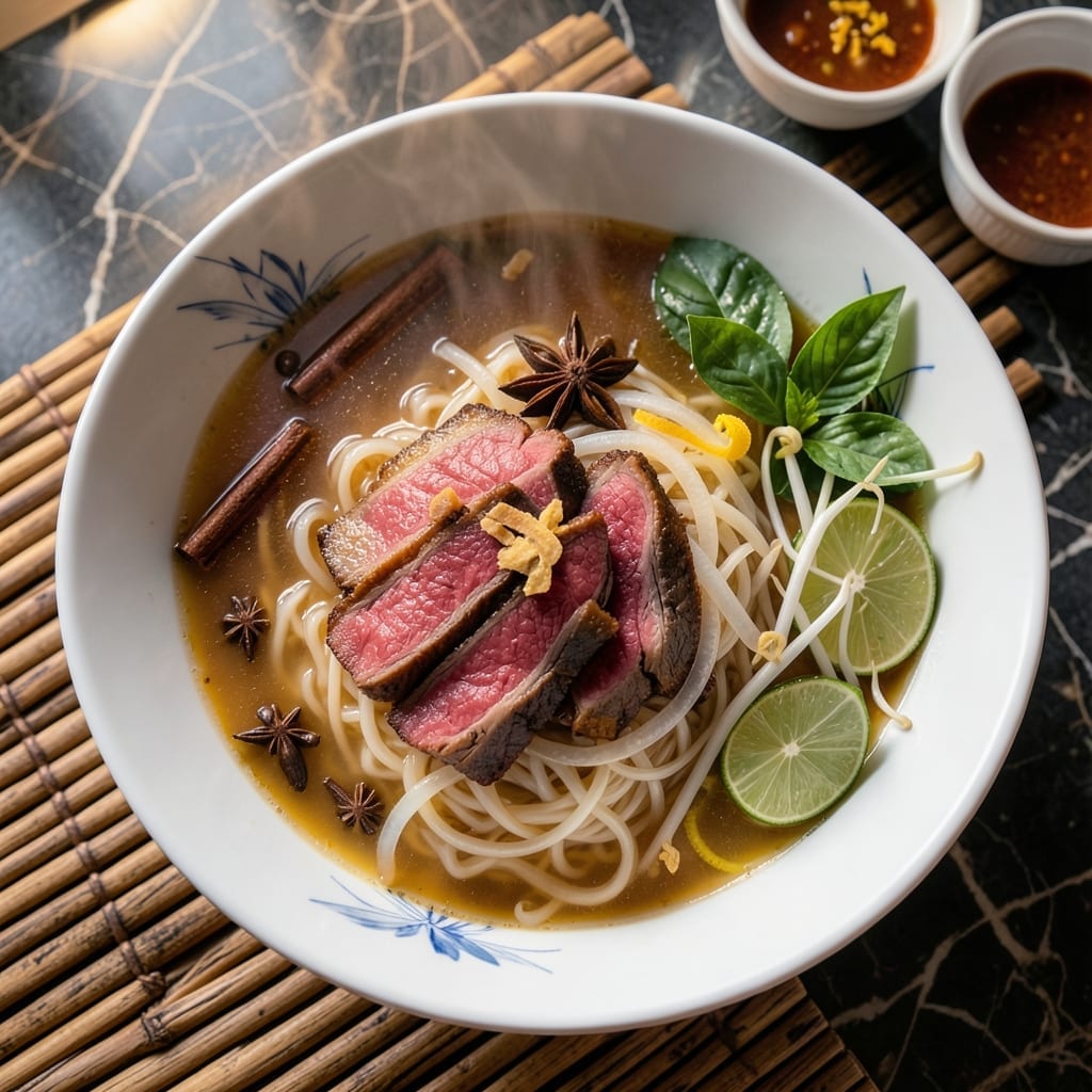 Pho Recipe Rice Noodles: Fragrant Broth With Tender Noodles and Herbs