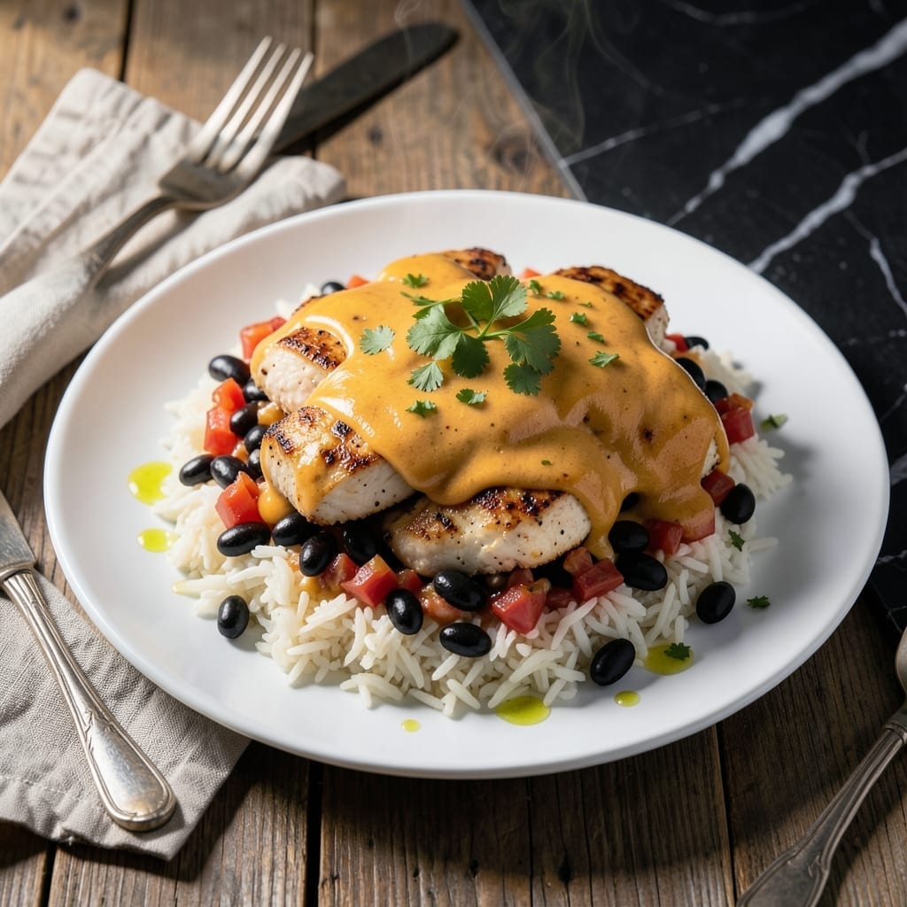 Queso Salsa Chicken and Rice Recipe: Zesty One-Pot Fiesta