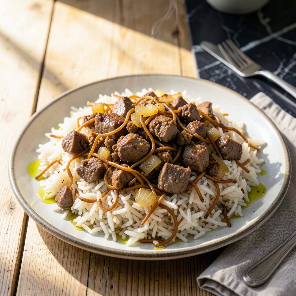Hashweh Rice Recipe: Middle Eastern Spiced Lamb and Rice Pilaf