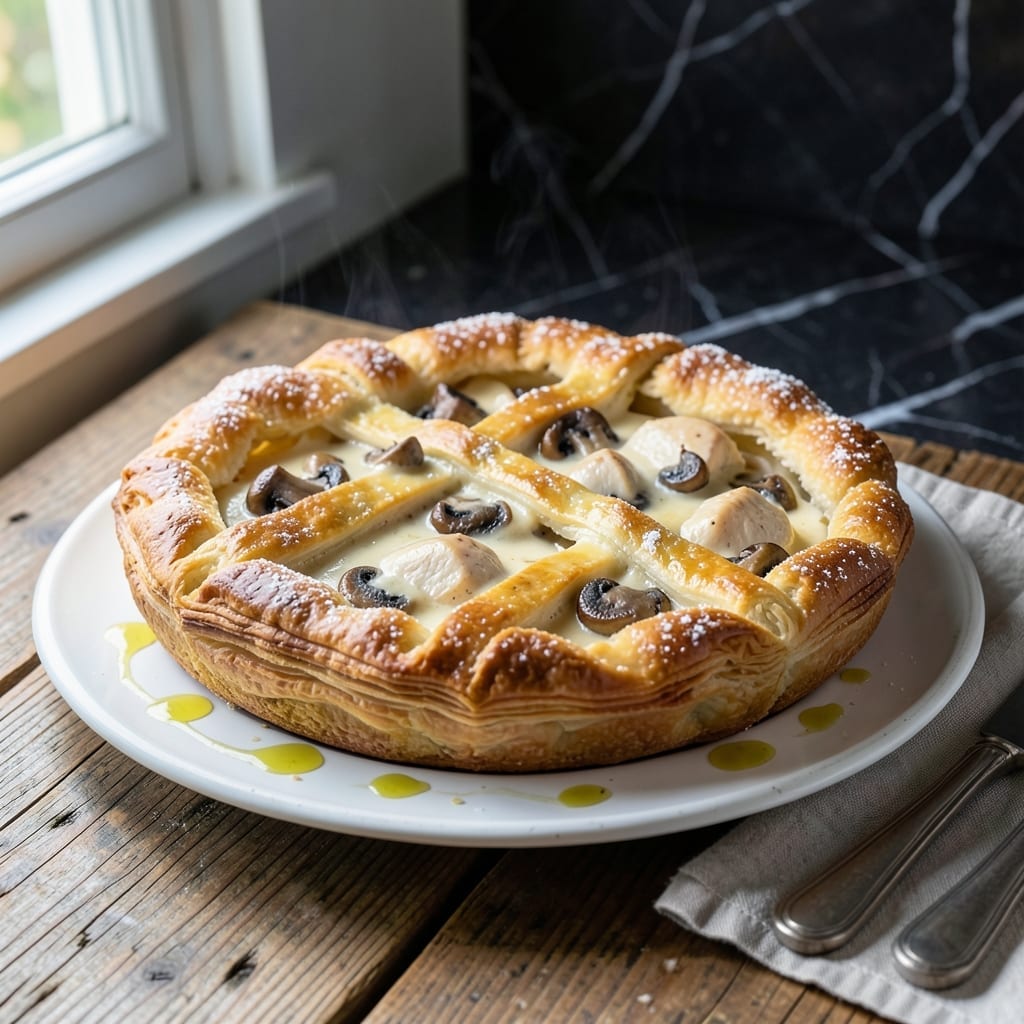 Chicken and Mushroom Pie Recipe: Flaky Pastry With Creamy Filling