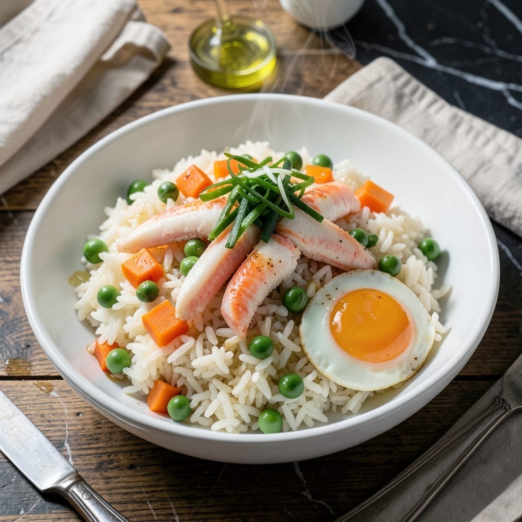 Kani Rice Recipe: Fluffy Grains With Sweet Imitation Crab Kani Rice Recipe: Fluffy Grains With Sweet Imitation Crab