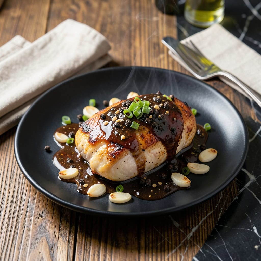 black pepper sauce recipe for chicken chop illustration with key details