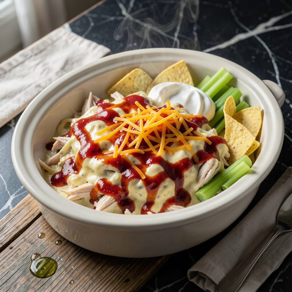 buffalo chicken dip recipe crock pot franks red hot detailed visual guide
