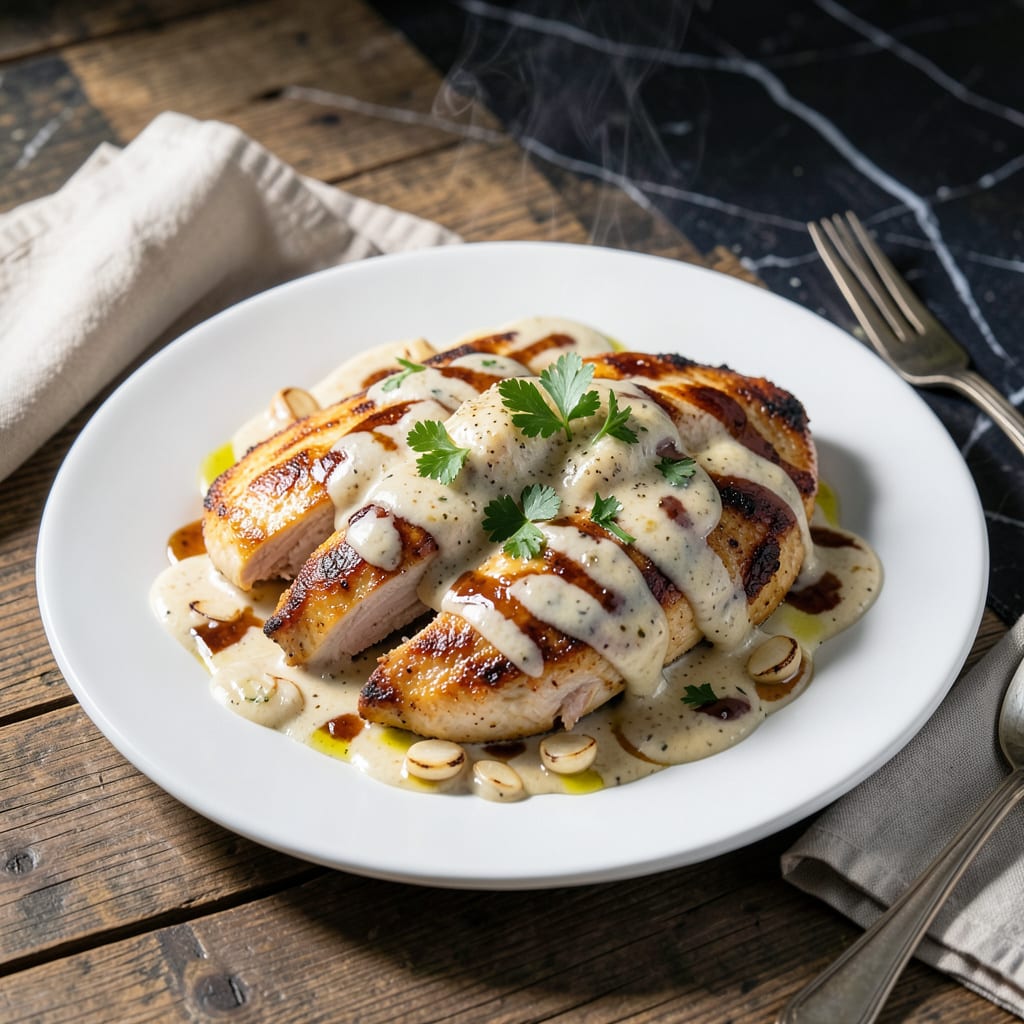 Complete buffalo parmesan garlic sauce chicken recipe overview image