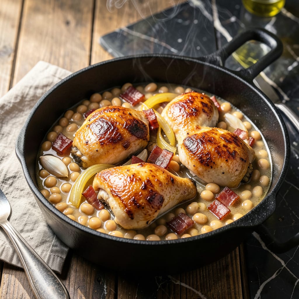 Visual representation of butter beans chicken recipe