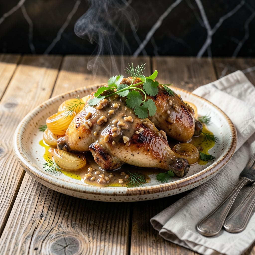 Georgian Chicken Recipe: Walnut-Garlic Sauce With Bold Flavors Georgian Chicken Recipe: Walnut-Garlic Sauce With Bold Flavors