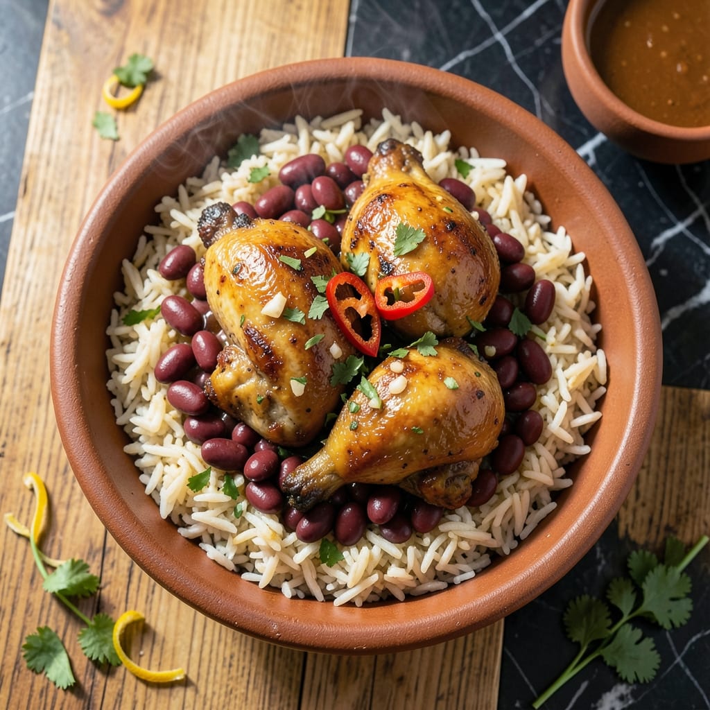 Belizean Stewed Chicken Rice and Beans Recipe: Caribbean-Style One-Pot Comfort