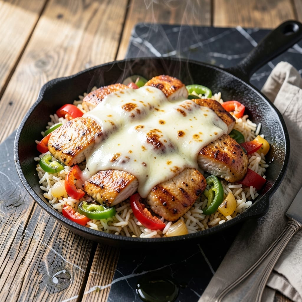 Cheesy Chicken Fajita Rice Skillet Recipe: One-Pan Tex-Mex Fiesta