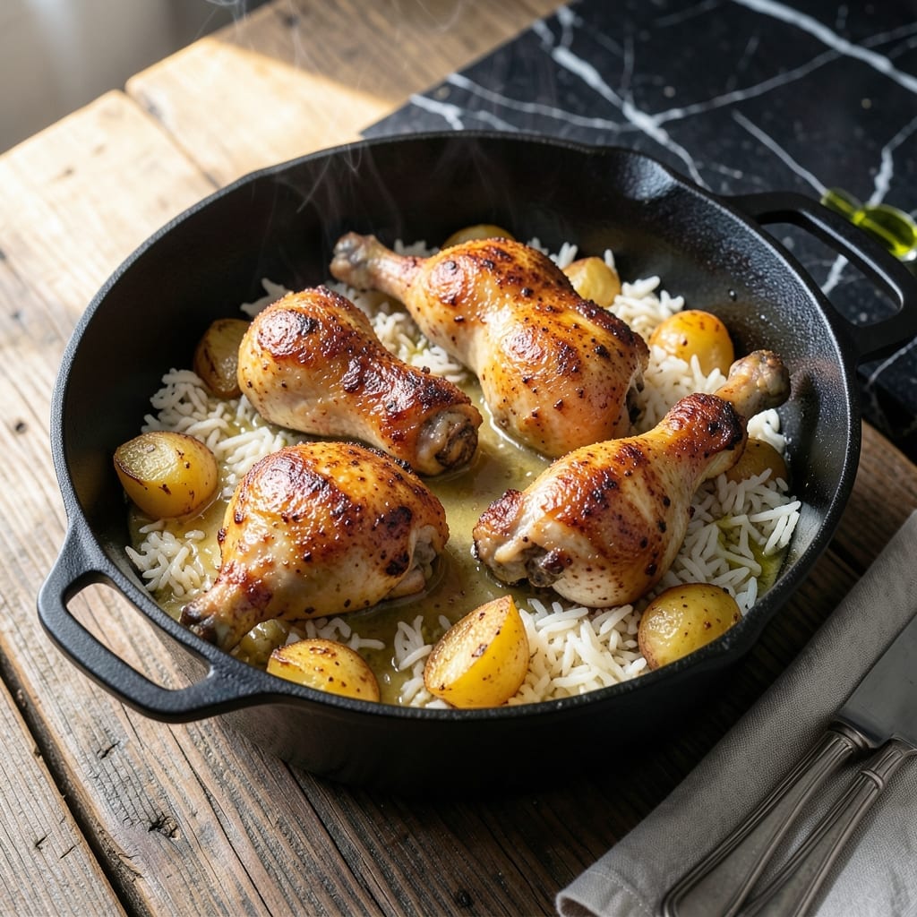 Chicken Legs With Potatoes And Rice In Dutch Oven Recipe: One-Pot Savory Feast
