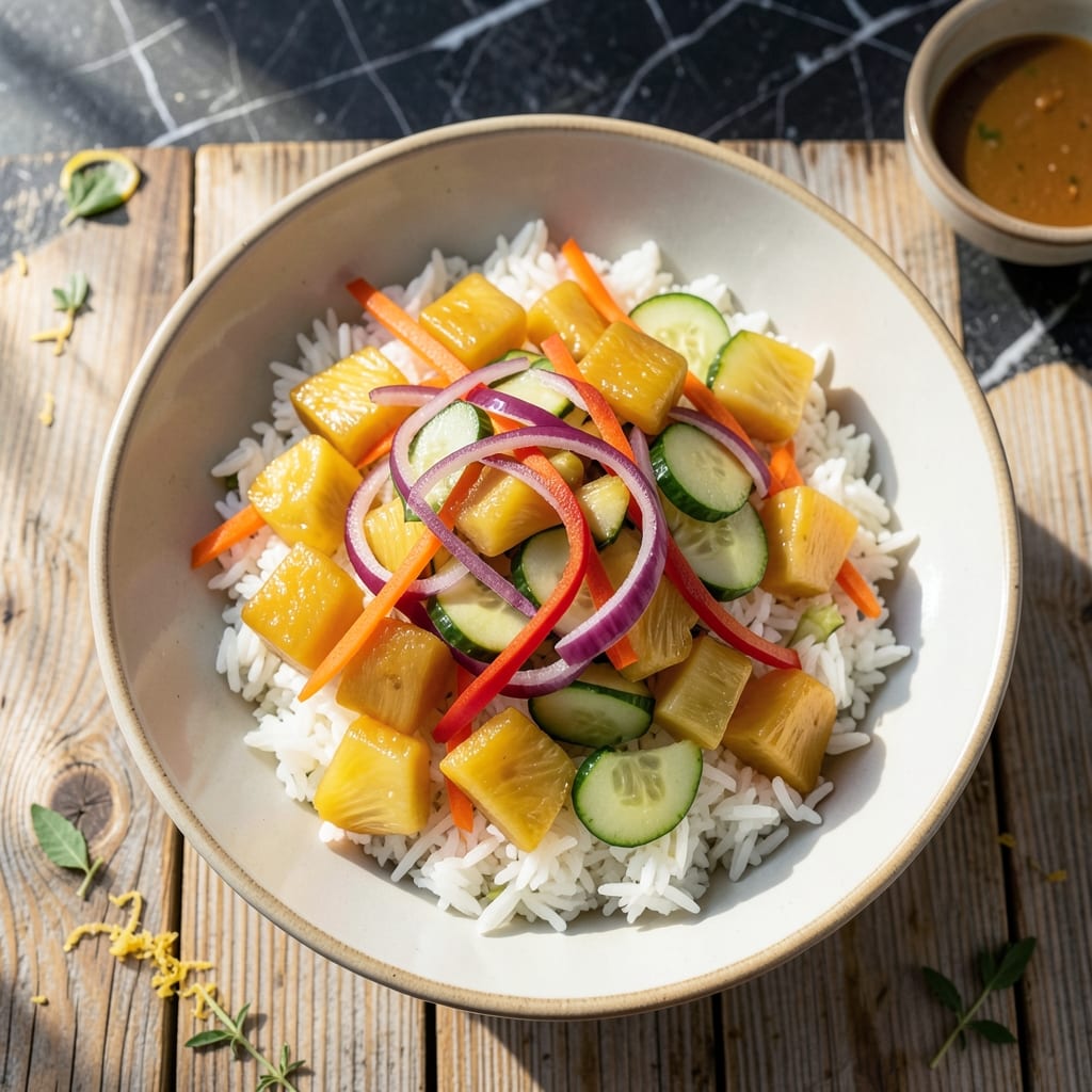 Pineapple Rice Salad Recipe: Tropical Sweetness With Crunchy Texture Pineapple Rice Salad Recipe: Tropical Sweetness With Crunchy Texture