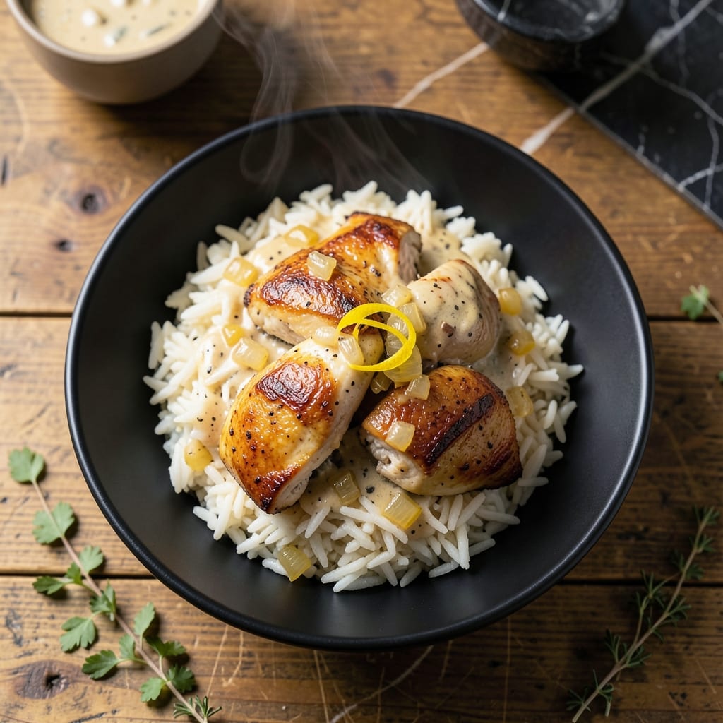 Chicken and Rice Recipe Using Cream of Mushroom Soup: Velvety Sauce Over Tender Bites Chicken and Rice Recipe Using Cream of Mushroom Soup: Velvety Sauce Over Tender Bites