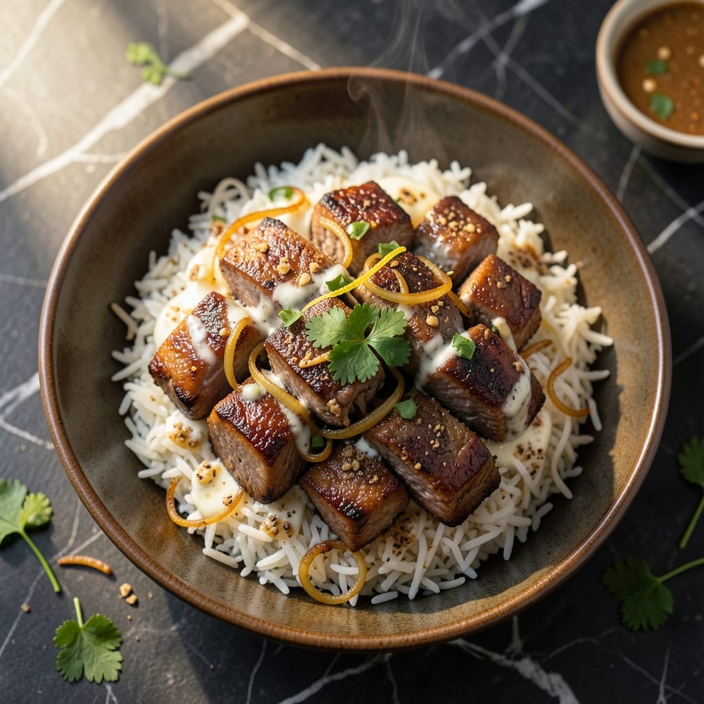 Halal Lamb Over Rice Recipe: Middle Eastern Spiced Perfection
