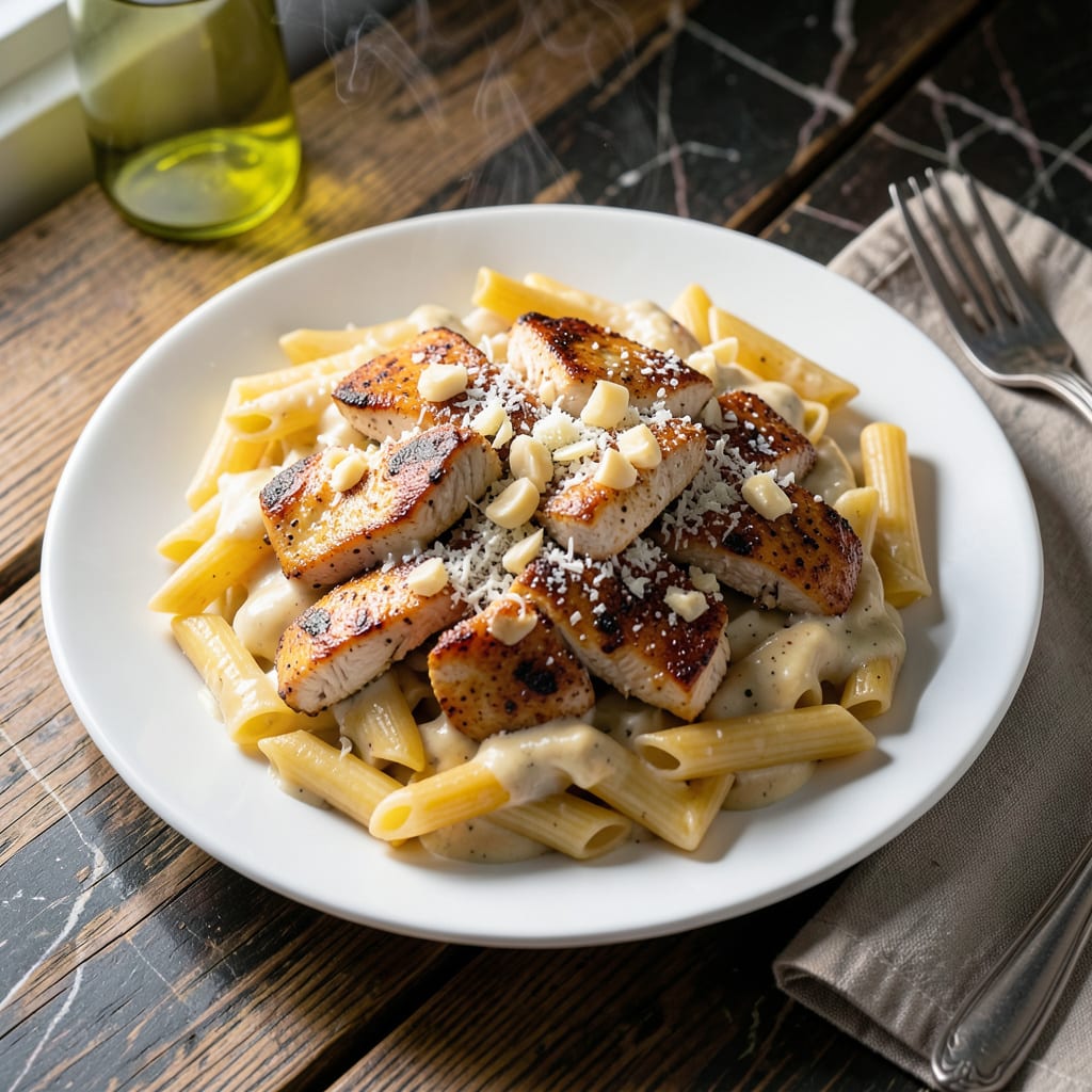 cajun garlic butter chicken penne in creamy parmesan sauce recipe detailed visual guide