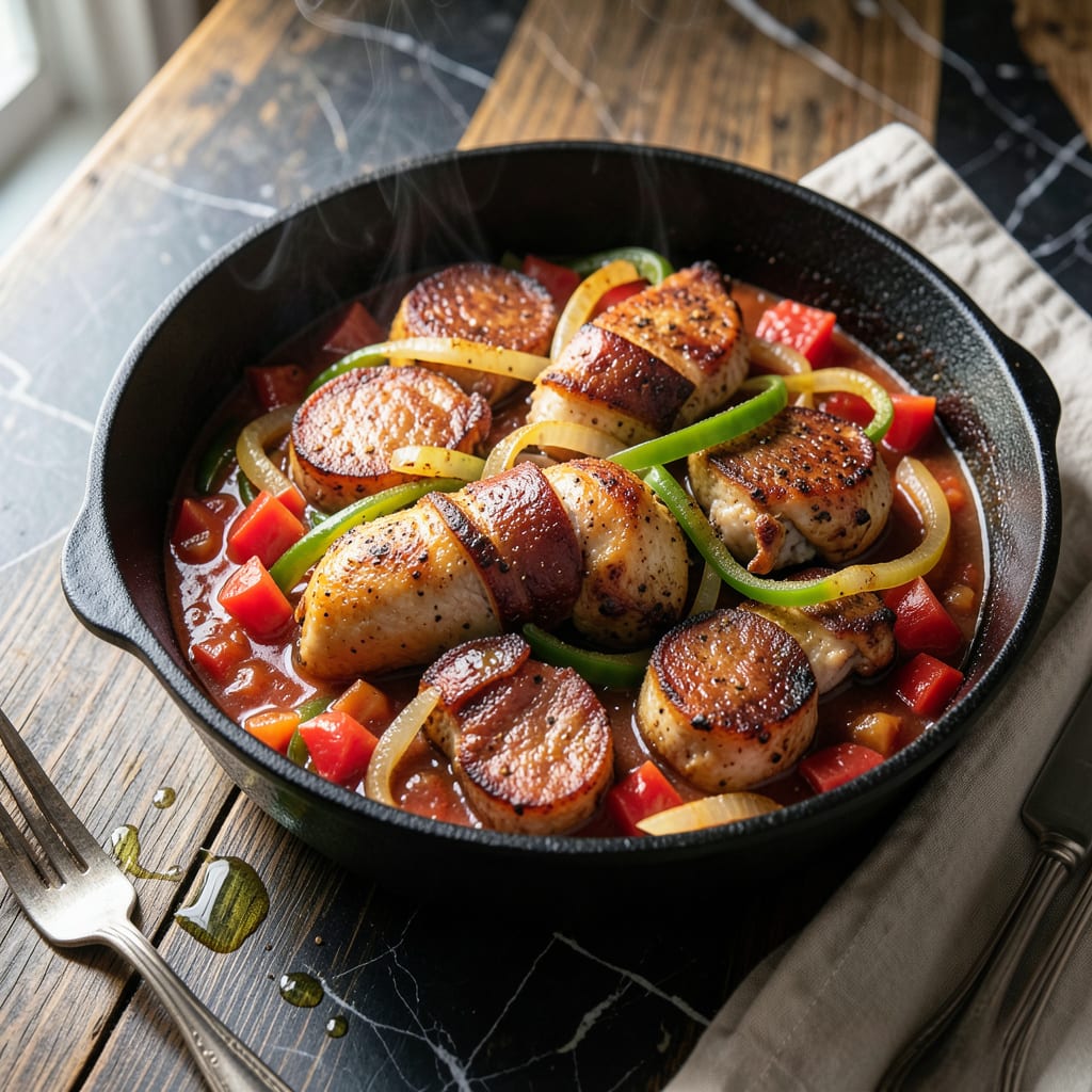 Visual representation of cajun ninja chicken sauce piquante recipe