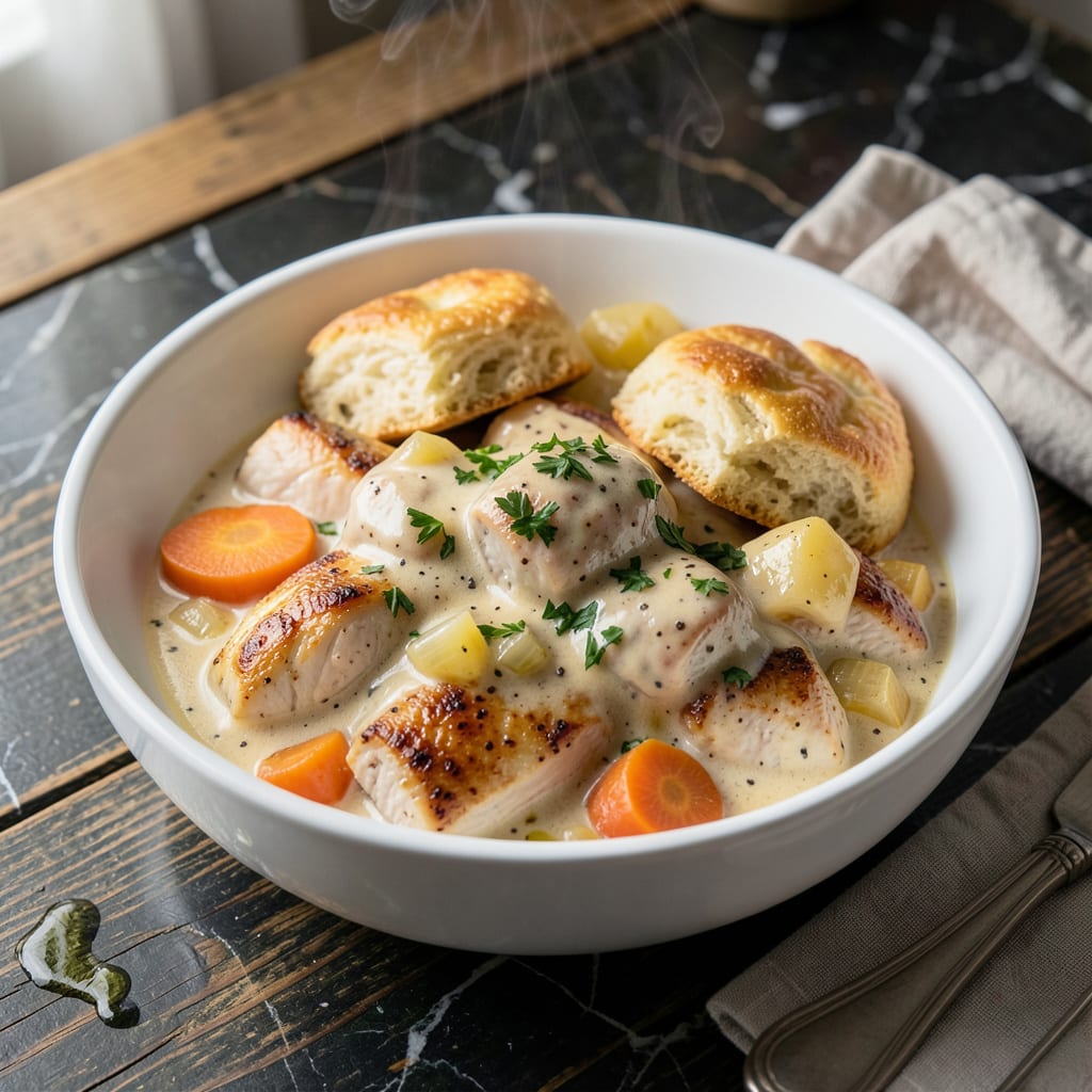 Complete campbells easy chicken and biscuits recipe overview image