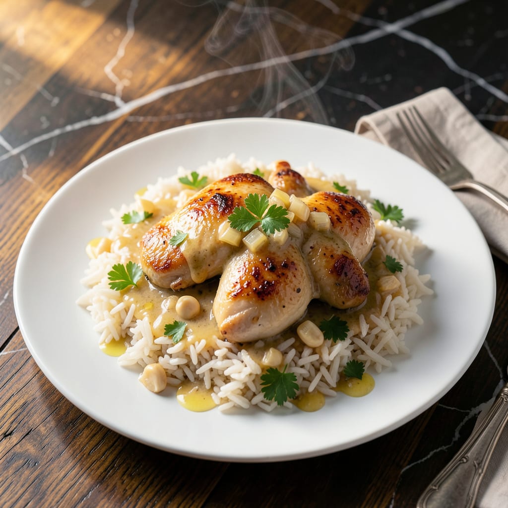 campbells instant pot chicken and rice recipe illustration with key details