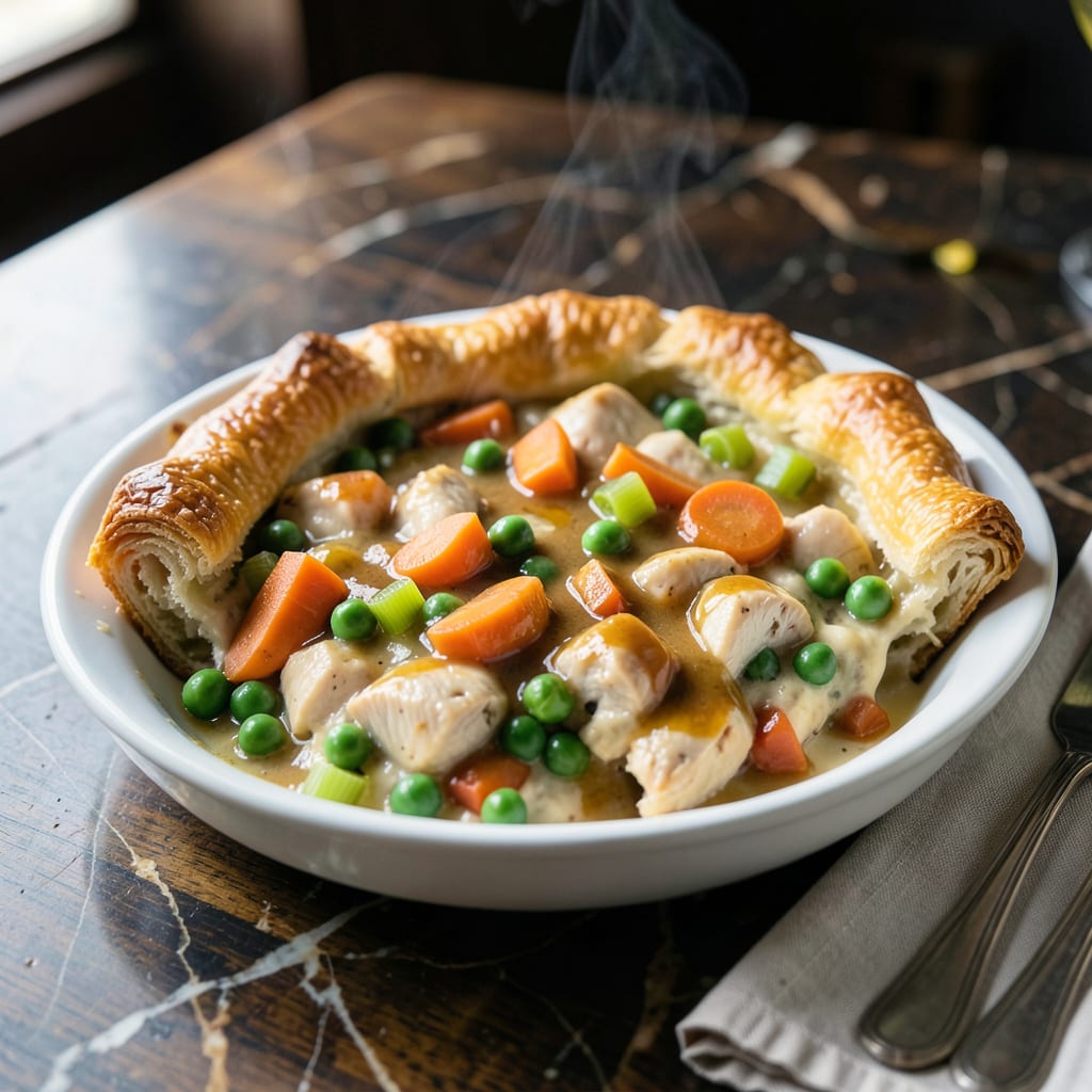 Complete campbells pub style chicken pot pie recipe overview image