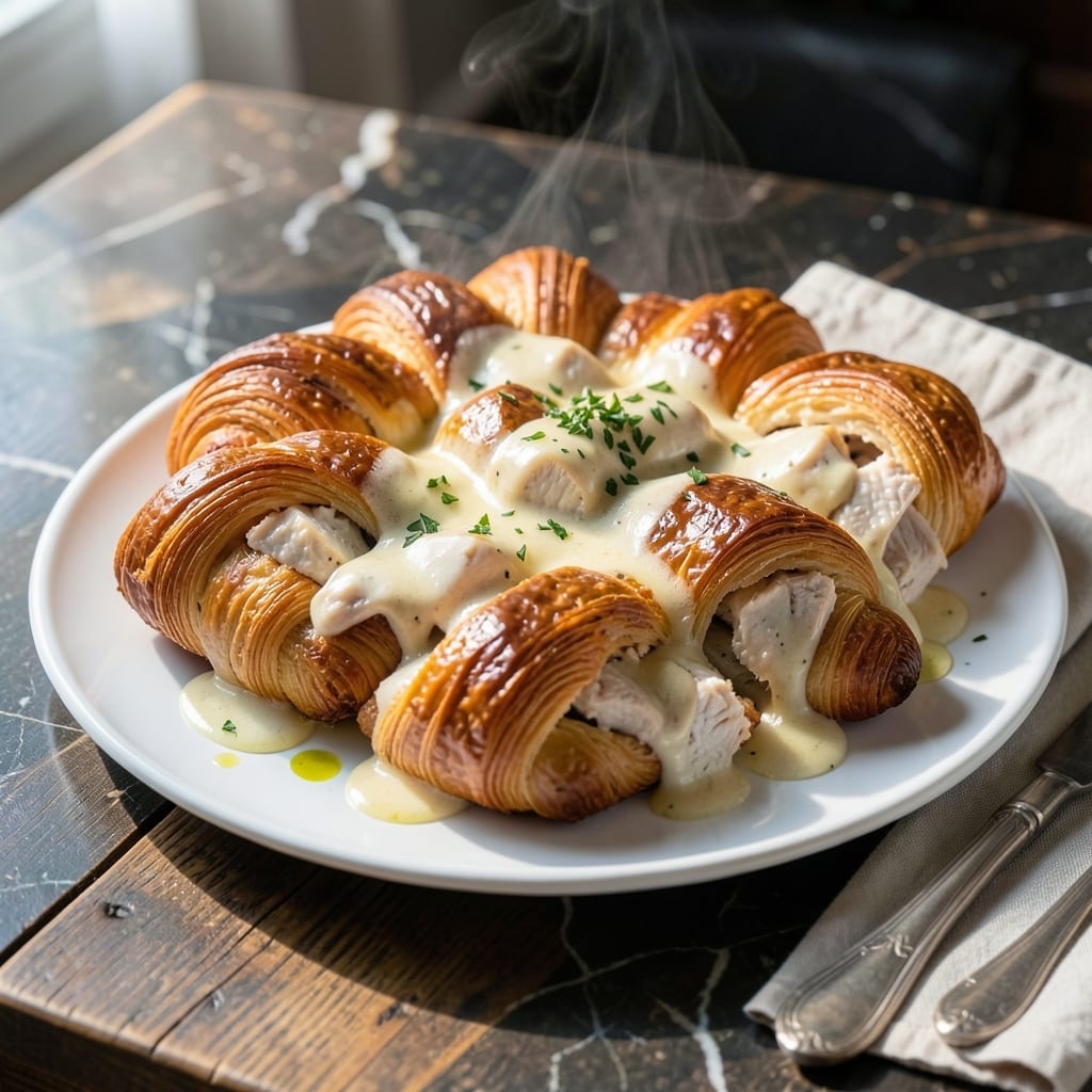 Chicken Croissant Bake Recipe: Flaky Pastry With Creamy Chicken Filling Chicken Croissant Bake Recipe: Flaky Pastry With Creamy Chicken Filling