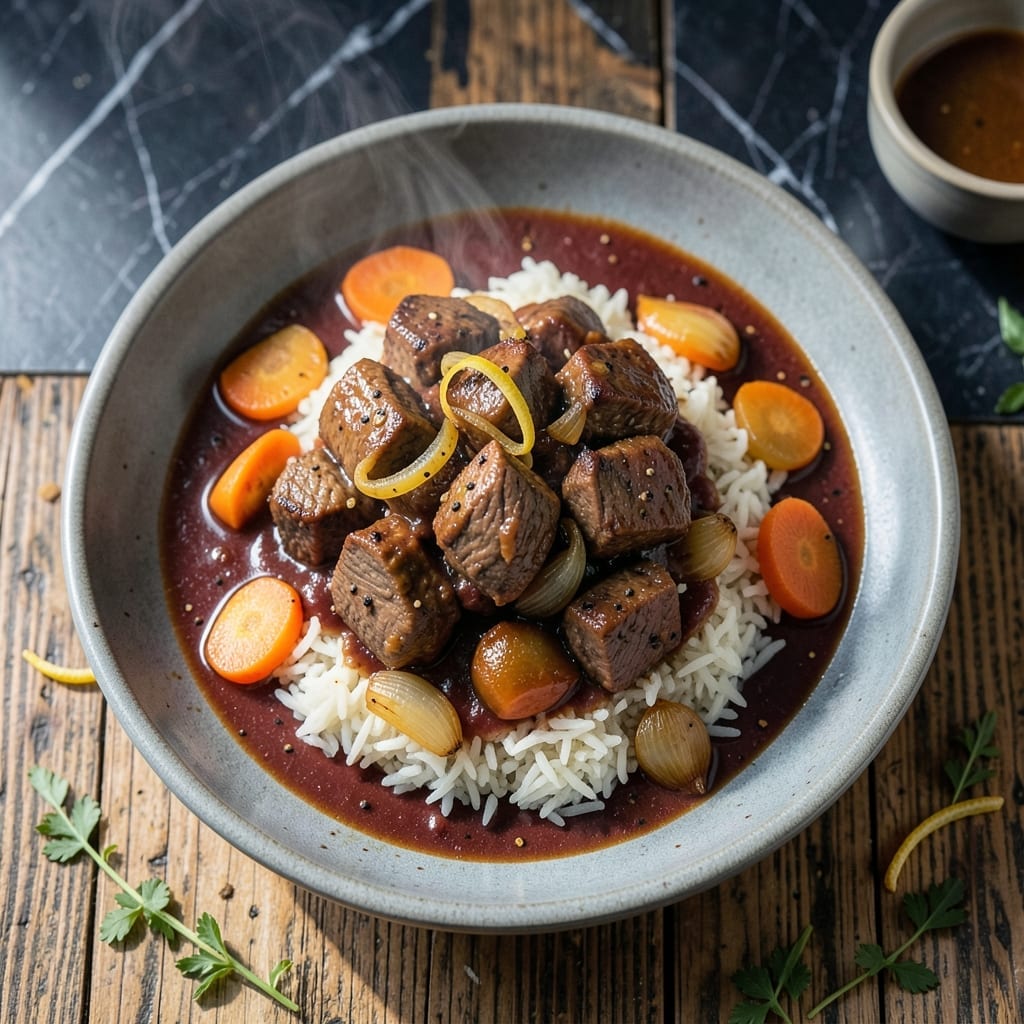 Stew Beef Over Rice Recipe: Slow-Braised Flavor on a Bed of Grains