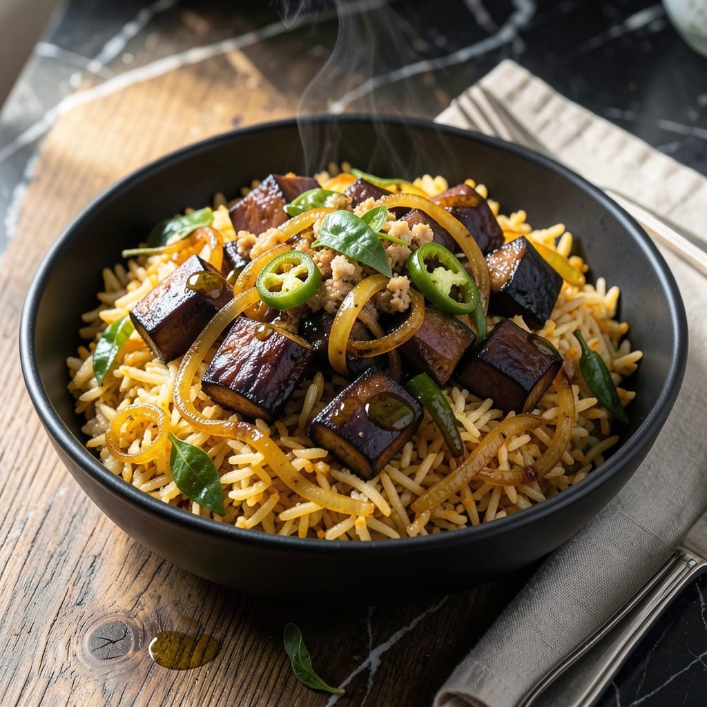 Brinjal Rice Recipe: South Indian-Style Spiced Eggplant Grains Brinjal Rice Recipe: South Indian-Style Spiced Eggplant Grains