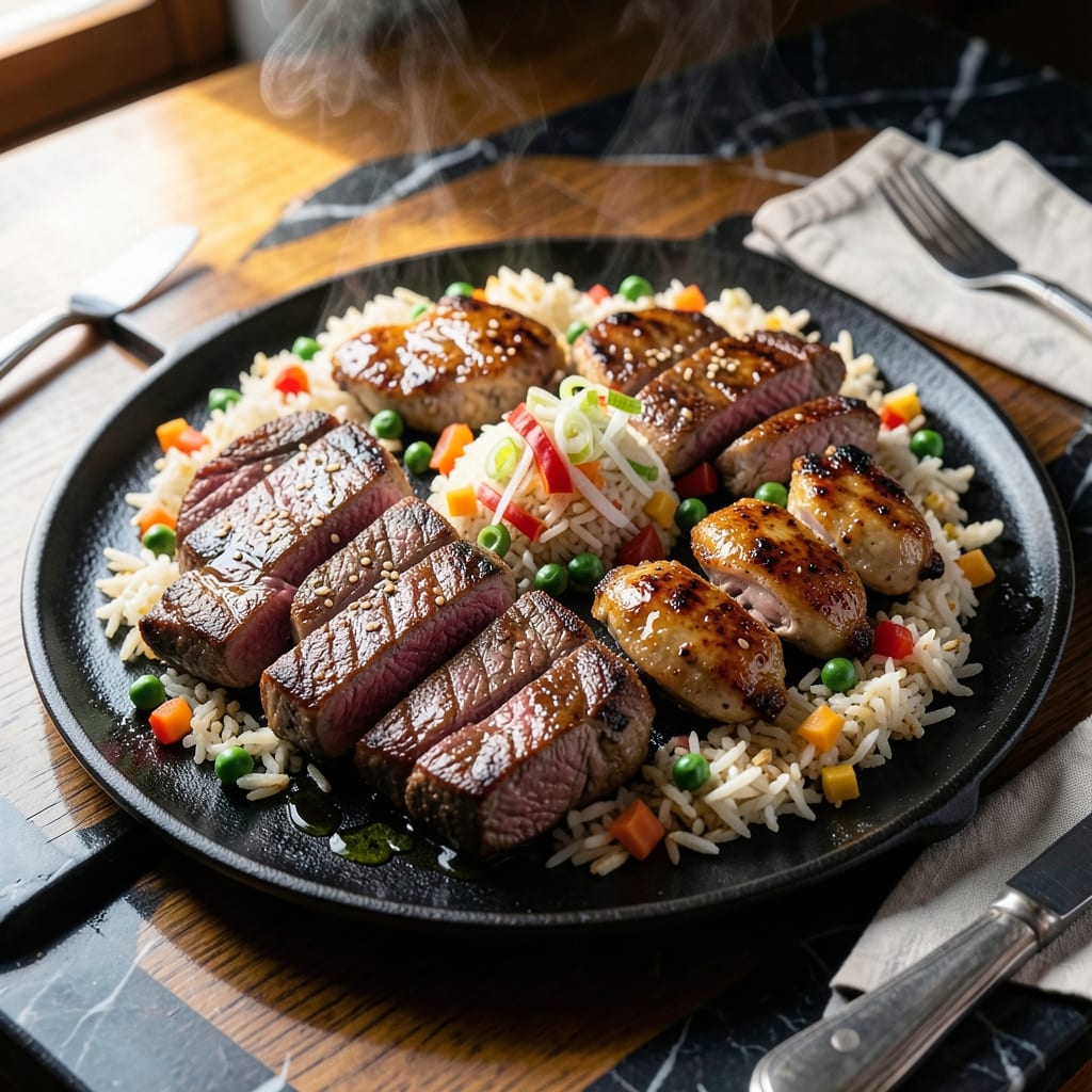 Hibachi Steak and Chicken With Fried Rice Recipe: Sizzling Teppanyaki Flavors at Home