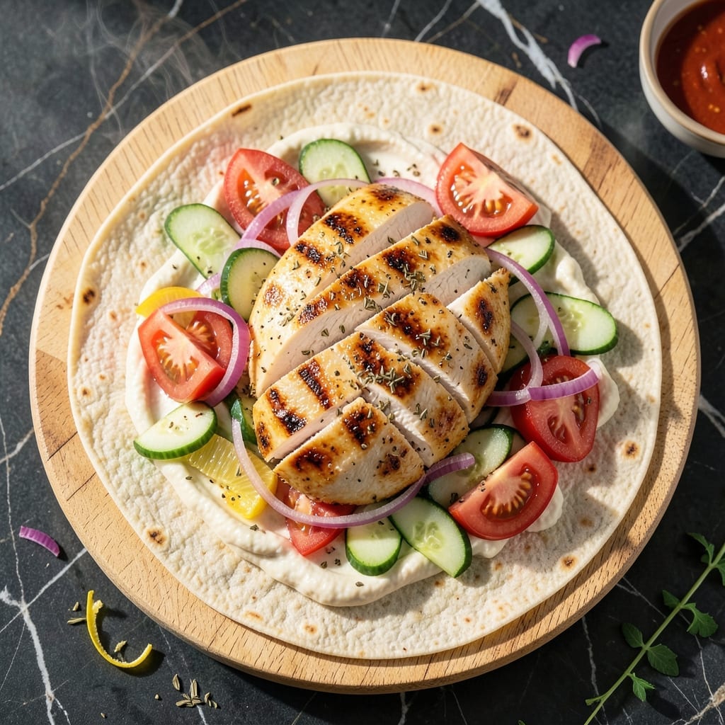 Mediterranean Chicken Wrap Recipe: Fresh Herbs and Zesty Hummus Layers
