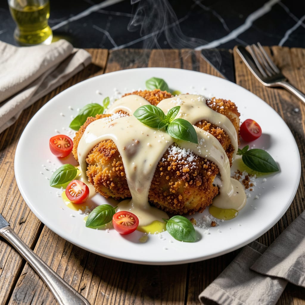 cheesecake factory crusted chicken romano sauce recipe illustration with key details