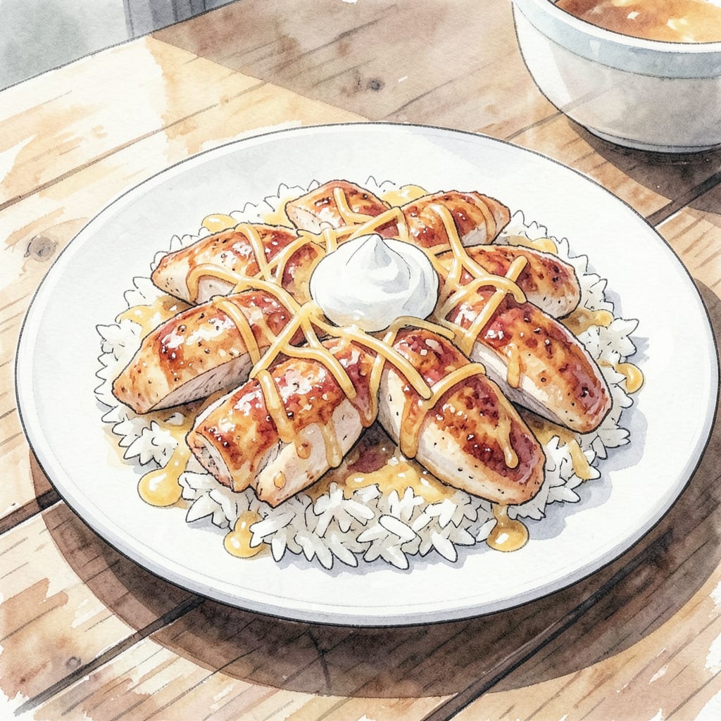 Cheesy Chicken Over Rice Recipe: Creamy Comfort Food Classic illustration with key details