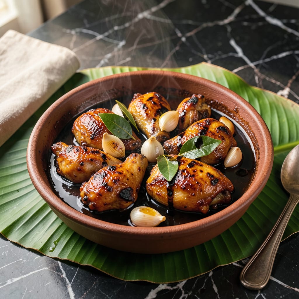 chicken adobo with oyster sauce recipe filipino style illustration with key details