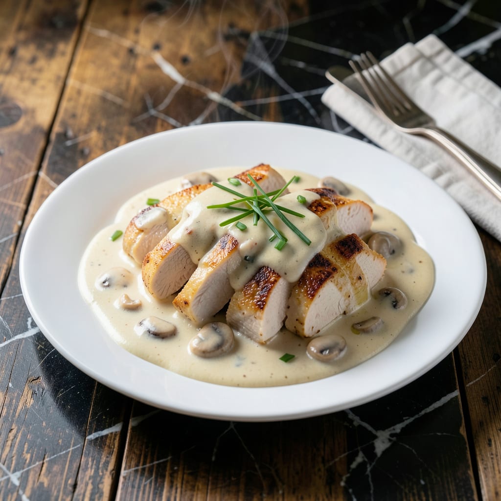 Visual representation of chicken ala king white sauce recipe