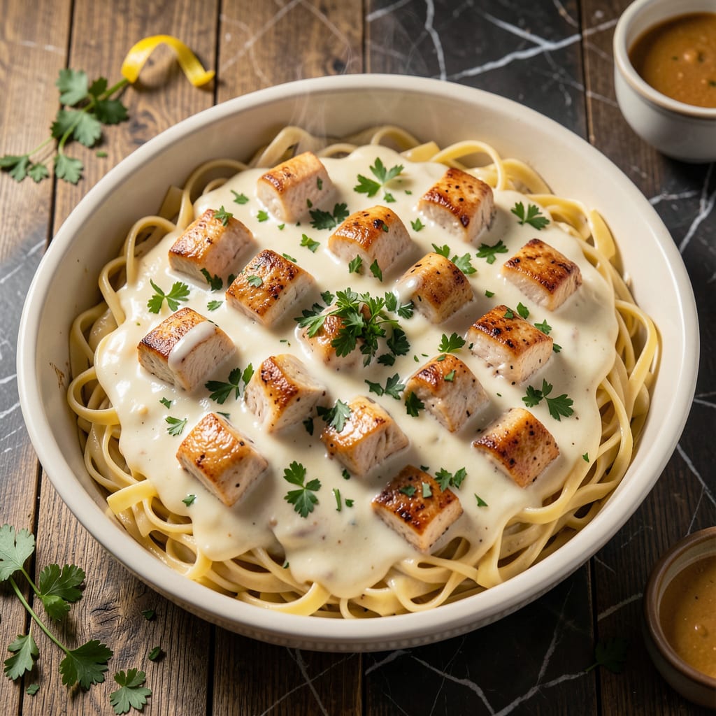 chicken alfredo casserole recipe with jar sauce example with annotations